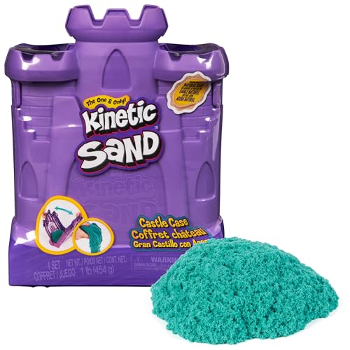Kinetic Sand Burgen Koffer - mit 453 g Sand in Türkisgrün, Kunststoffbehälter bietet Spielfläche und Aufbewahrung in einem, ideal für Indoor-Sandspiel, für Kinder ab 3 Jahren von Kinetic Sand