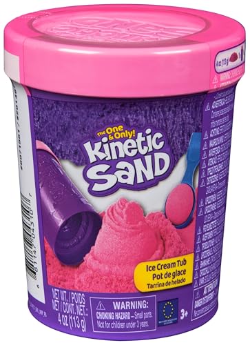 Kinetic Sand Eiscreme Becher - 113 g magischer Spielsand in Einer von 3 Farben (separat erhältlich) und 1 Portionierer für kreativen Indoor-Sandspielspaß, für Kinder ab 3 Jahren von Kinetic Sand