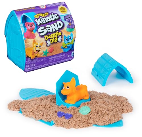 Kinetic Sand Hunde Häuschen - mit 170 g magischem Strandsand, 1 Hundefigur und Accessoires für kreativen Indoor-Sandspielspaß, für Kinder ab 3 Jahren von Kinetic Sand