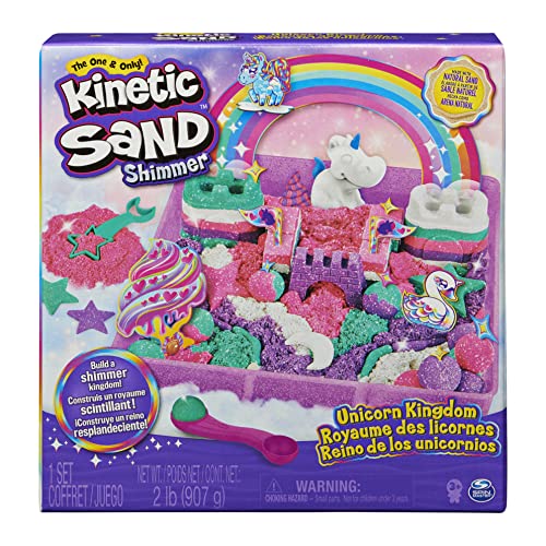 Kinetic Sand Magischer – Königreich der Einhorn 907 g + 8 Formen – Erstellen Sie verschiedene hypnotisierende mit diesem magischen und bunten wie Modelliermasse, Spielzeug für Kinder von Kinetic Sand