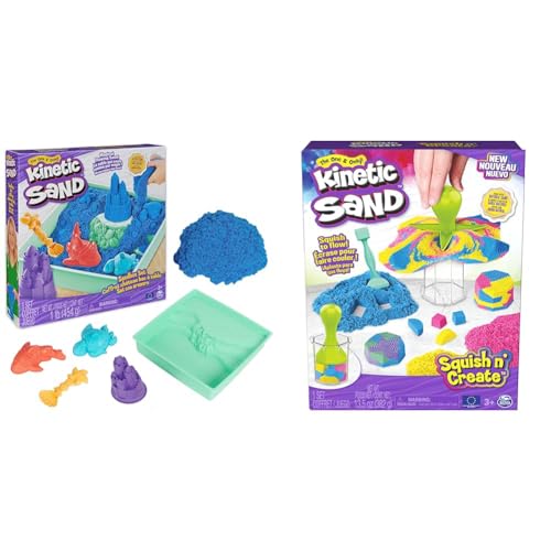 Kinetic Sand Sandbox Set Blau - mit 454 g original magischem kinetischem Sand aus Schweden & Squish N' Create Set von Kinetic Sand
