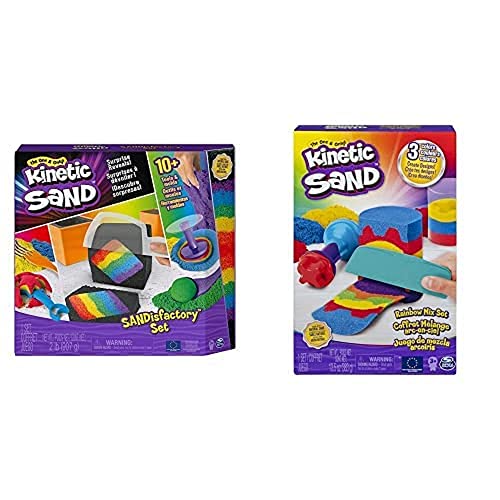 Kinetic Sand Sandisfactory Set für Indoor Sandspiel & Regenbogen Mix Set mit 383 g 3 Farben und Förmchen Kinetic Sand Sandisfactory Set für Indoor Sandspiel & Regenbogen Mix Set mit 383 g 3 Farben und Förmchen von Kinetic Sand