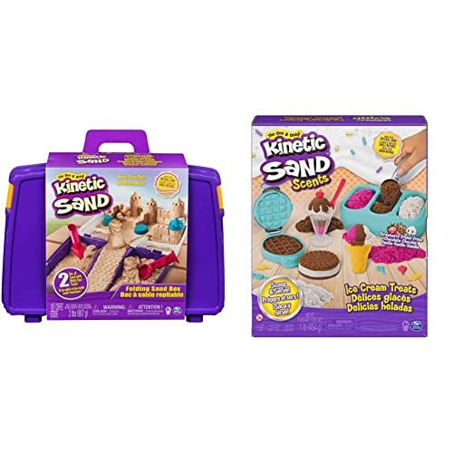 Kinetic Sand Sandspiel Koffer mit 907 Indoor-Sandspaß & Eiscreme Set mit Duftsand - 454 g magischer Sand aus Schweden und Zubehör für kreatives Indoor-Rollenspiel, ab 3 Jahren von Kinetic Sand