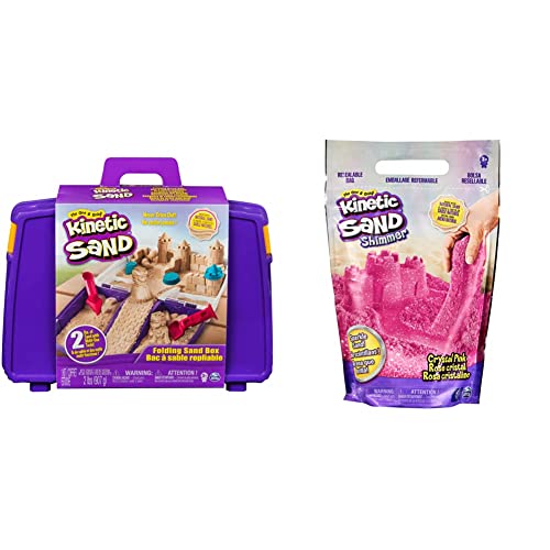 Kinetic Sand Sandspiel Koffer mit 907 Indoor-Sandspaß & Schimmersand Crystal Pink, 907 g - rosa Glitzersand für Indoor-Sandspiel aus Schweden, ab 3 Jahren von Kinetic Sand