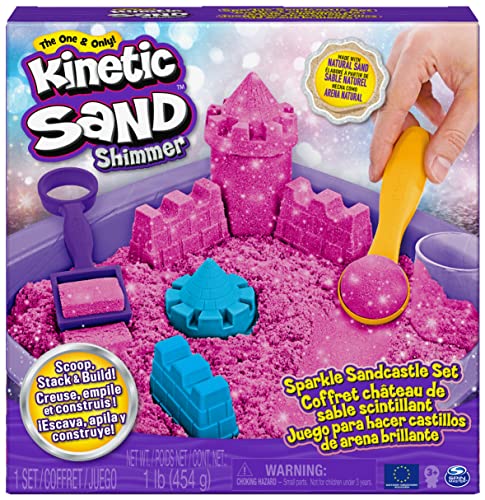 Kinetic Sand Schimmer Sandbox Set - mit 454 g schimmerndem magischem kinetischem Sand in Rosa, Spielwanne und Zubehör für kreatives Indoor-Sandspiel, für Kinder ab 3 Jahren von Kinetic Sand