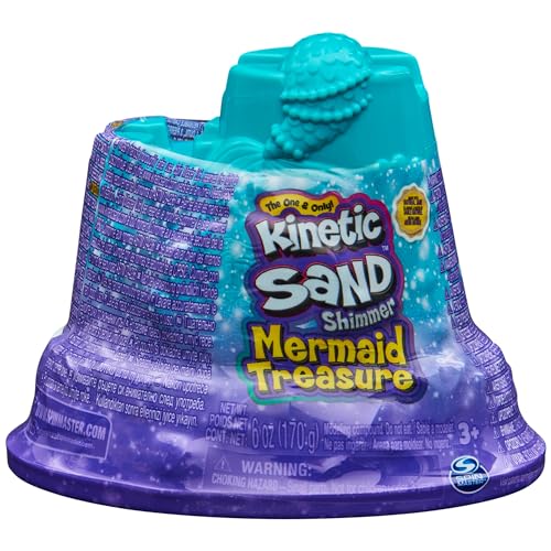 Kinetic Sand, Mini-Meerjungfrauenschloss, 170 g Sandshimmer, violetter Zaubersand, 1 Form, 2 Accessoires und 3 Edelsteine enthalten, Spielzeug für Jungen und Mädchen 3 Jahre von Spin Master