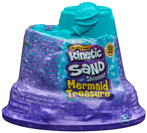 Kinetic Sand, Mini-Meerjungfrauenschloss, 170 g Sandshimmer, violetter Zaubersand, 1 Form, 2 Accessoires und 3 Edelsteine enthalten, Spielzeug für Jungen und Mädchen 3 Jahre von Spin Master