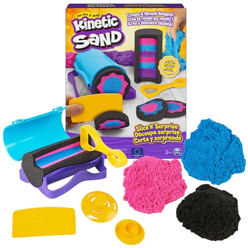 Kinetic Sand Slice n Surprise Set - mit original magischem kinetischem Sand aus Schweden in 3 Farben und 7 Werkzeugen für tolle Muster, ideal für Indoor-Sandspiel, für Kinder ab 3 Jahren von Kinetic Sand