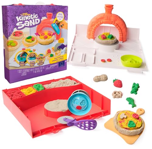 Kinetic Sand Squish Pizza Set - mit 453 g magischem Sand aus Schweden und 6 Zubehörteilen für kreativen Indoor-Sand- und Rollenspielspaß, ab 5 Jahren von Kinetic Sand