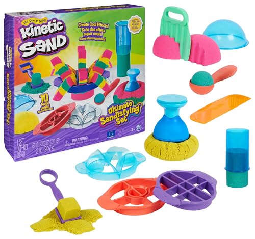 Kinetic Sand Ultimate Sandisfying Set - 907 g original magischer kinetischer Sand aus Schweden in 3 Farben, 10 Werkzeuge zum Formen, Schneiden und Fließen lassen für Indoor-Sandspielspaß, ab 7 Jahren von Kinetic Sand