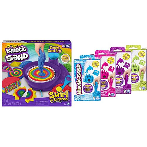 Kinetic Sand Swirl 'n Surprise Set - mit 907 g Vier Farben und Drehscheibe für tolle Muster, ab 3 Jahren & Nachfüllpackung 226 g, unterschiedliche Varianten von Kinetic Sand
