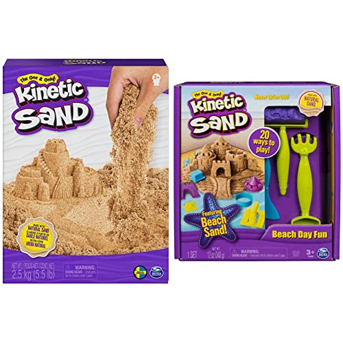 Kinetic Sand - original magischer Schweden, naturbraun, 2,5 kg - bekannt aus Kindergärten & Strandspaß Set - mit 340 g magischem Sand aus Schweden und Zubehör für Indoor-Sandspiel von Kinetic Sand