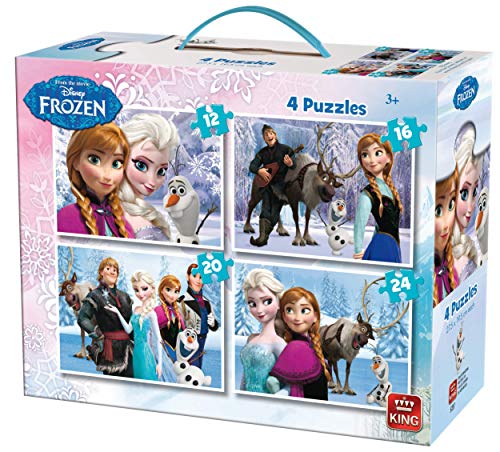 King 05237 - Puzzel Frozen Koffertje 4in1, Schreibwaren von King International