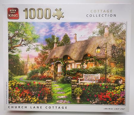 King 56023 Kirchenstraße Cottage Puzzle 1000 Teile, Mehrfarbig von King International
