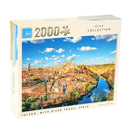 Toledo mit Fluss Tagus, Spanien, 2000 Teile Puzzle für Erwachsene & Kinder City Collection von King Puzzles
