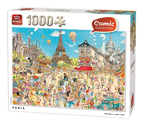 KING 55843 Comic Cartoon Paris Puzzle 1000 Teile, vollfarbig, 68 x 49 cm von King