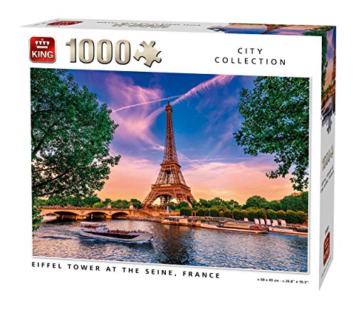 King 55851 Puzzle Eiffelturm bei der Seine-1000 Teile, Farbig, 68x49 cm von King
