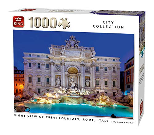 King 55852 Puzzle Night View of Trevi Brunnen Rom 1000 Teile, Farbig, 68x49 cm von King International