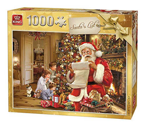 KING 5767 Puzzle Weihnachtsmann Liste 1000 Teile, vollfarbig, 68 x 49 cm von King International