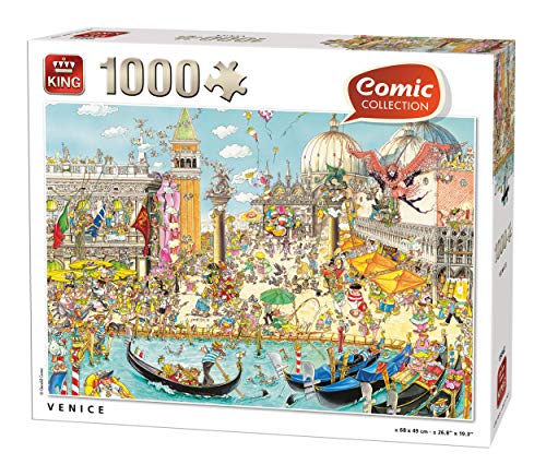 King International 55842 Puzzle Comic Cartoon Venedig 1000 Teile, Farbig, 68x49 cm von King International