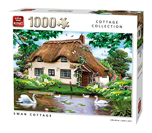 King 55861 Puzzle Schwan Cottage 1000 Teile, Farbig, 68x49 cm von King