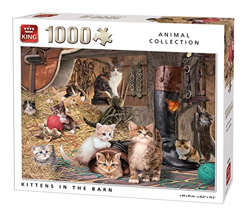 King 5700 Kätzchen im Stall bar Puzzle 1000 Teile, Mehrfarbig von King