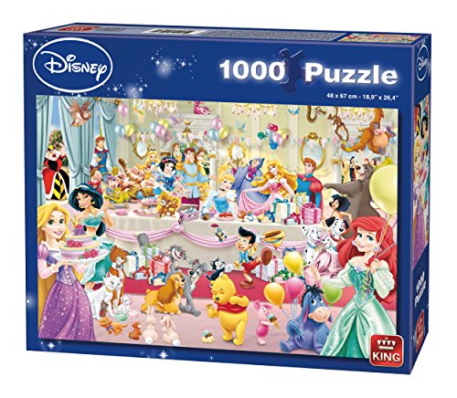 King KNG05264 Birthday Party Pieces Disney All Other 1000 Teile Puzzle Frohe Geburtstag, Blau Karton von King