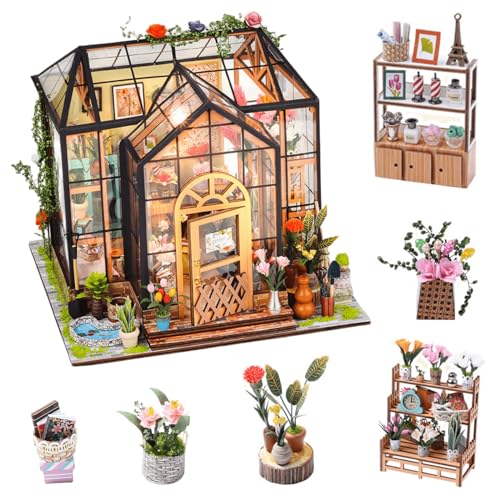 Blumengarten DIY Puppenhaus Kit, Transparent Building Model Kits für Erwachsene, Montieren Gewächshaus, Kreative Dekor (Jenny's Flower House) von KingStora