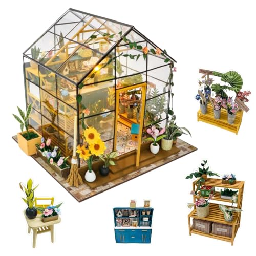 Blumengarten DIY Puppenhaus Kit, Transparent Building Model Kits für Erwachsene, Montieren Gewächshaus, Kreative Dekor (Sonnenschein Blumenhaus) von KingStora