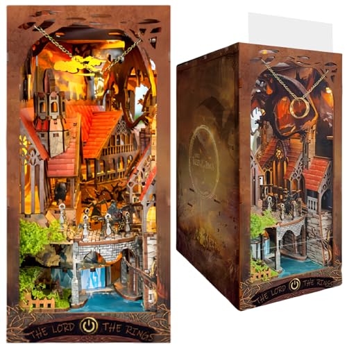 DIY Book Nook Kit - Epische Fantasy – Mittelalterliche Drachenfestung DIY-Buchrücken-Deko - 3D-Puzzle, Montage-Buchseitendeko für Erwachsene (der Ring) von KingStora
