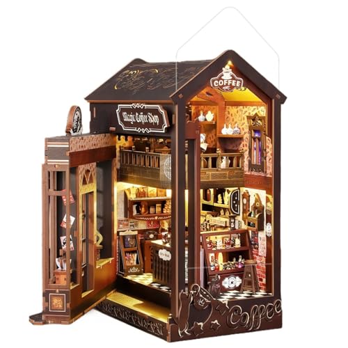 DIY Book Nook Kit - Magic Coffee Shop - Opening Structure & Mystical Details - 3D Puzzle, Assembly Bookend for Adult (Magic Coffee Shop) von KingStora