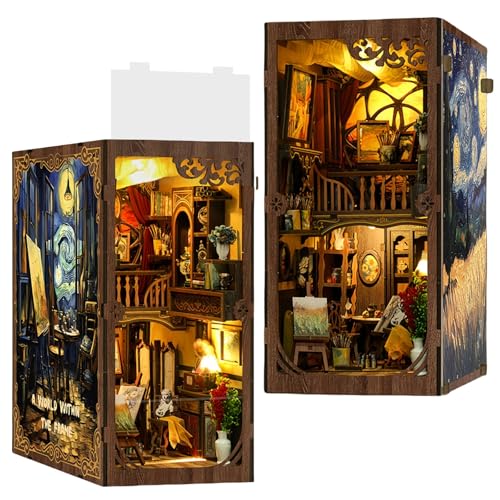 DIY Book Nook Kit - Sternennacht Künstler Studio Thema - 3D Puzzle, Montage Buchstütze mit abnehmbarem Puzzle für Erwachsene DIY Book Nook Kit - Sternennacht Künstler Studio Thema - 3D Puzzle, Montage Buchstütze mit abnehmbarem Puzzle für Erwachsene von KingStora