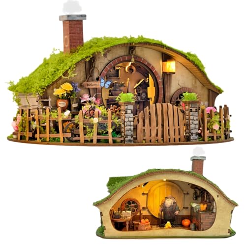DIY Fantasy Hill House Miniatur Kit Handgemachtes kreatives Gebäudemodell Mittelalterlicher Stil Erwachsenenpuzzle Geeignet für 14+ von KingStora
