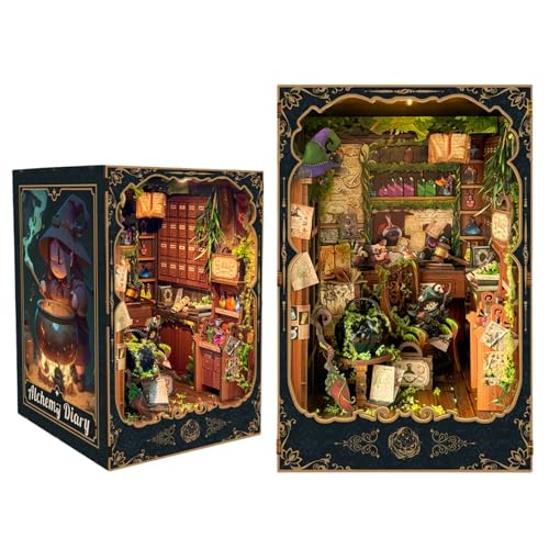 DIY Mini Book Nook & Dollhouse Kit - A Witch's Alchemy Diary Mystical Forest Theme - 3D Puzzle Assembly Bookend for Adult (Alchemy Diary) von KingStora