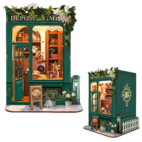 DIY Mini Book Nook & Dollhouse Kit - Time Bookstore, A Retro Dark Green Haven for Book Lovers - 3D Puzzle, Assembly Bookend for Adult (Time Bookstore) von KingStora