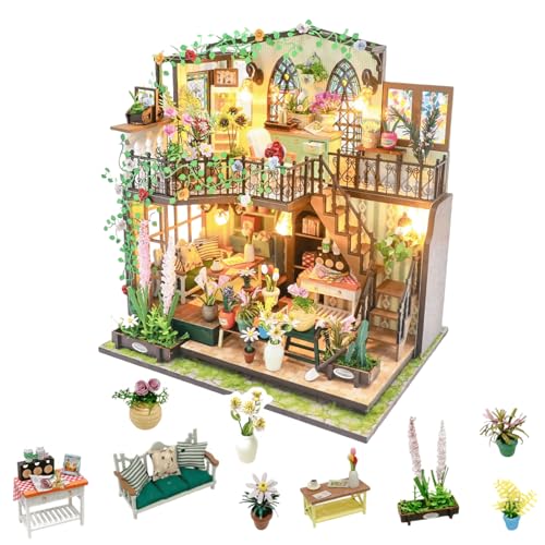 DIY Mini-Haus – Handgefertigtes Duplex-Modell – schickes Gewächshaus (mit Staubschutzhülle) von KingStora