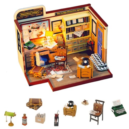 DIY Mini Haus - Lodge Detektivagentur Handgefertigtes Montagemodell von KingStora