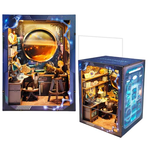 DIY Miniatur Astronomisches Observatorium Buch Nook Kit - Weltraum Thema Buchstütze Diorama - 3D Puzzle Montage Buchstütze für Erwachsene von KingStora