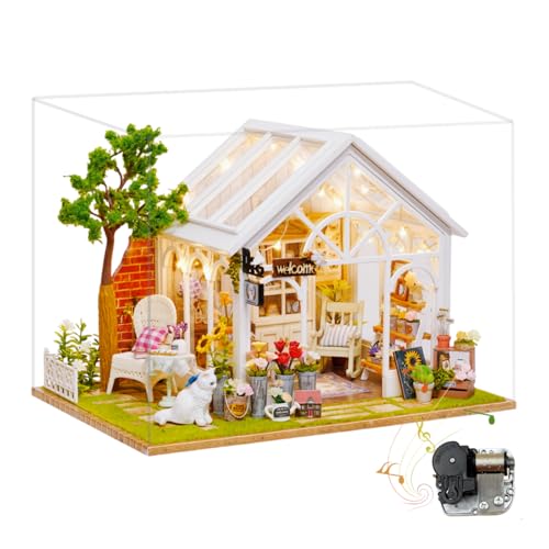 DIY Miniatur Gewächshaus Puppenhaus Kit "Sunny Flower Room" - Optionaler Staubschutz & Musikbewegung - Kreatives Bastelgeschenk für Erwachsene & Jugendliche (Sunny Flower Room C) von KingStora