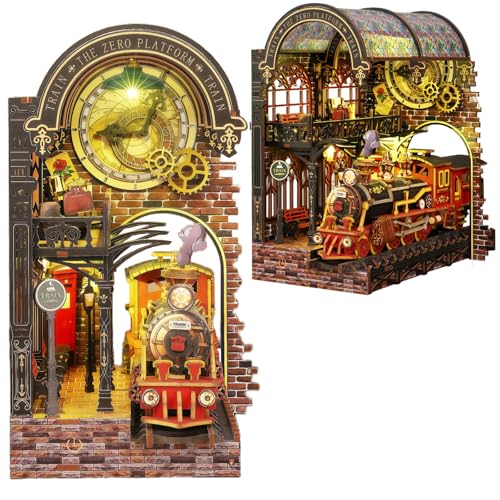 DIY Zero Platform Station Book Nook, Steampunk-Stil Modell Buchstütze, gewölbtes halboffenes Design, abnehmbarer Zug, geeignet für Erwachsene von KingStora
