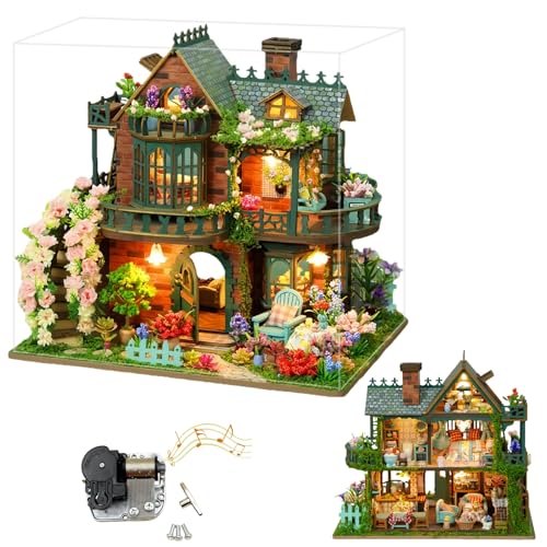 Elf Garden DIY Puppenhaus Kit - Doppelseitig Feenhaus mit Balkon & Multiroom Interieur (Classic Edition) von KingStora