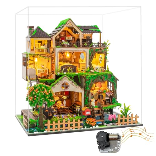 Fairy Forest DIY Miniatur Puppenhaus Kit | Große 3-stöckige Waldvilla | Fortgeschrittenes Bastelset für Erwachsene (Märchenwald C) von KingStora