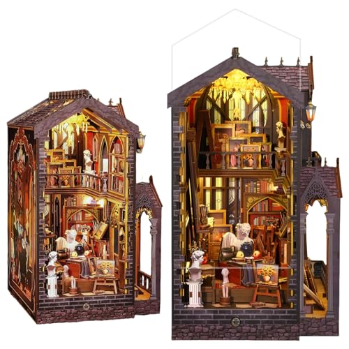KingStora DIY Book Nook Kit - The Enchanted Studio - DIY Vintage Artist's Atelier - 3D Puzzle Assembly Bookend for Adult (Classic Edition) von KingStora