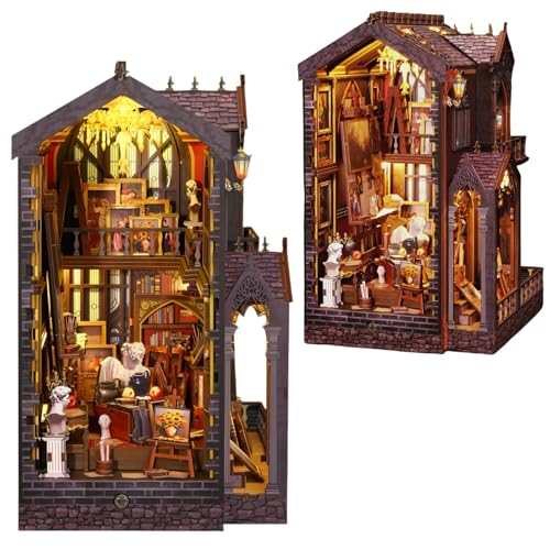 KingStora DIY Book Nook Kit - The Enchanted Studio - DIY Vintage Artist's Atelier - 3D Puzzle Assembly Bookend for Adult (Standard Edition) von KingStora