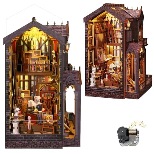 KingStora DIY Book Nook Kit - The Enchanted Studio - DIY Vintage Artist's Atelier - 3D Puzzle Assembly Bookend for Adult (Upgrade Edition) von KingStora