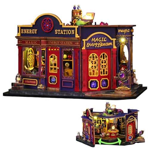 Magic Energy Station DIY Miniatur Kit - Hexengeschäft Puppenhaus mit Aufklebern & Staubschutz - für Erwachsene (Basic) von KingStora
