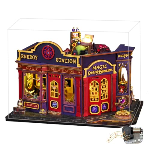 Magic Energy Station DIY Miniatur Kit - Hexengeschäft Puppenhaus mit Aufklebern & Staubschutz - für Erwachsene (Upgrade) von KingStora