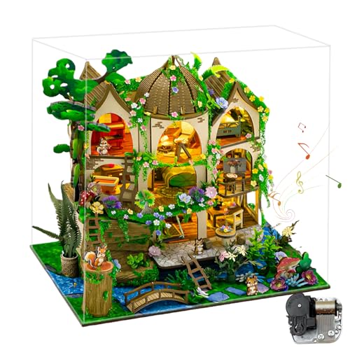 Mini Jungle Cottage DIY Puppenhaus Kit - Woodland Style mit Schlafzimmer, Küche, Bad & Klavierzimmer (Classic Edition) von KingStora