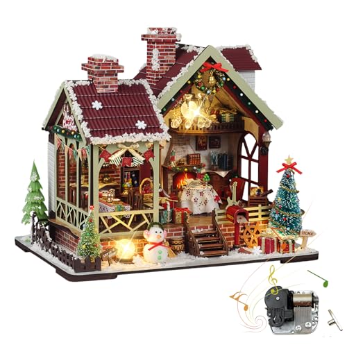 Miniaturhaus-Set zum Selbermachen mit Weihnachtsmotiv – Süßigkeitenhaus & Kaminhaus | Handgefertigtes kreatives 3D-Puzzle für Erwachsene (gemütlicher Winterrückzug) von KingStora