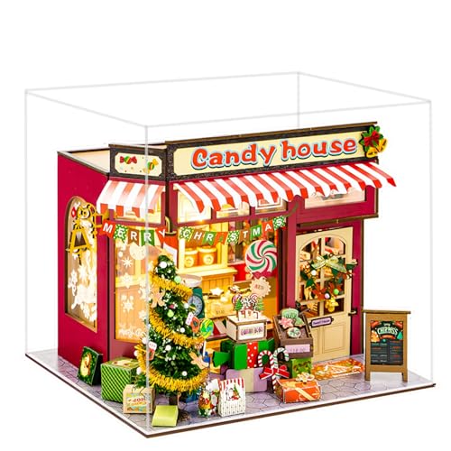 Miniaturhaus-Set zum Selbermachen mit Weihnachtsmotiven – Süßigkeitenhaus & Kaminhaus | Handgefertigtes kreatives Innendekor 3D-Puzzle für Erwachsene (Candy House B) von KingStora